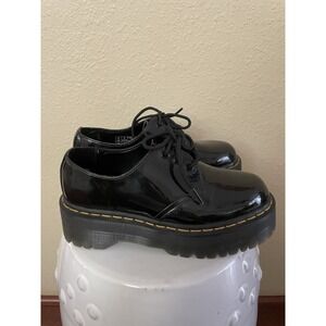 Dr Doc Martens 1461 Quad Oxford Low Platform Shoes Black 3 Eye W7 M6 B13